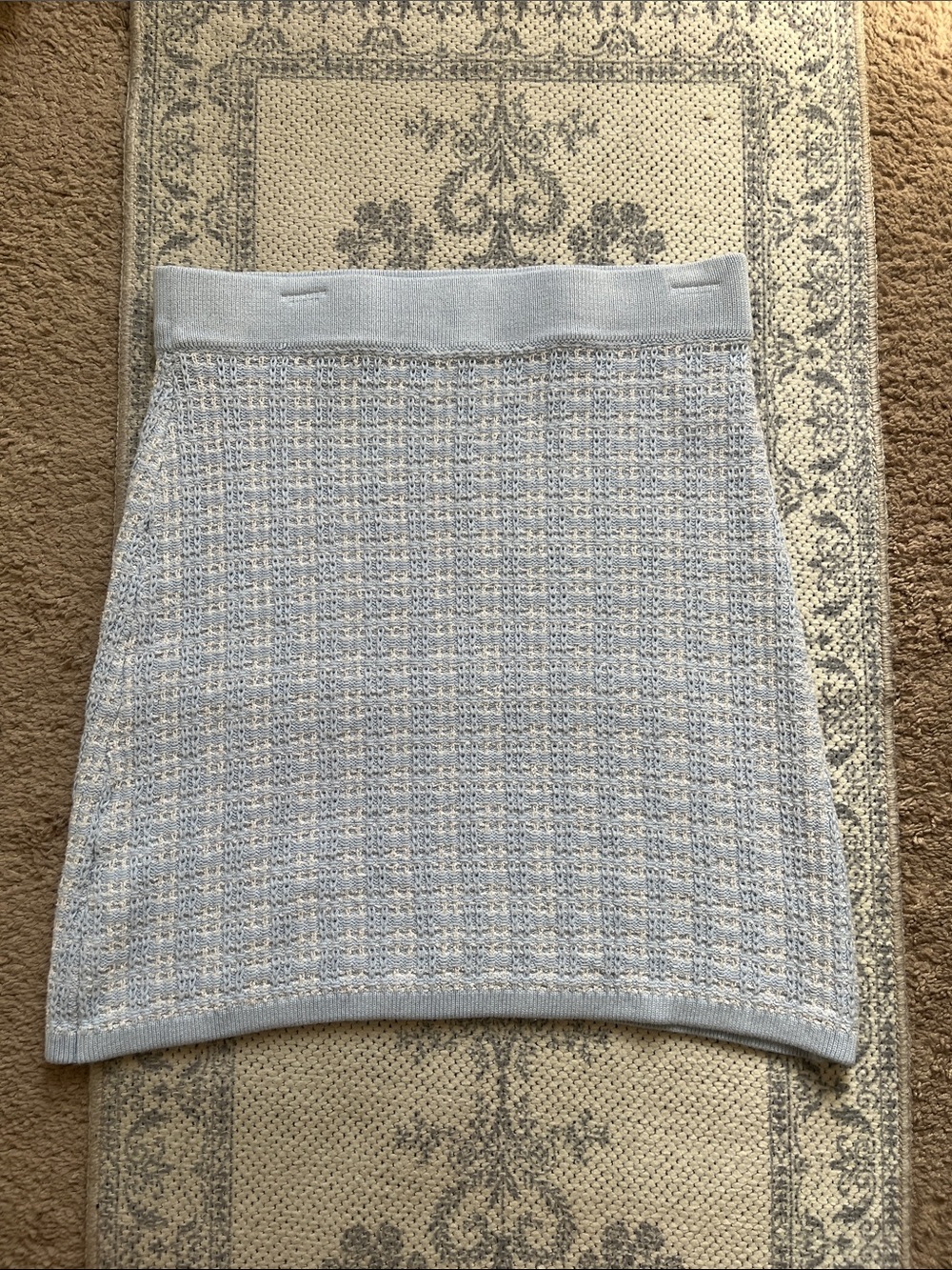 Light Blue Knit Tweed Women's Skirt